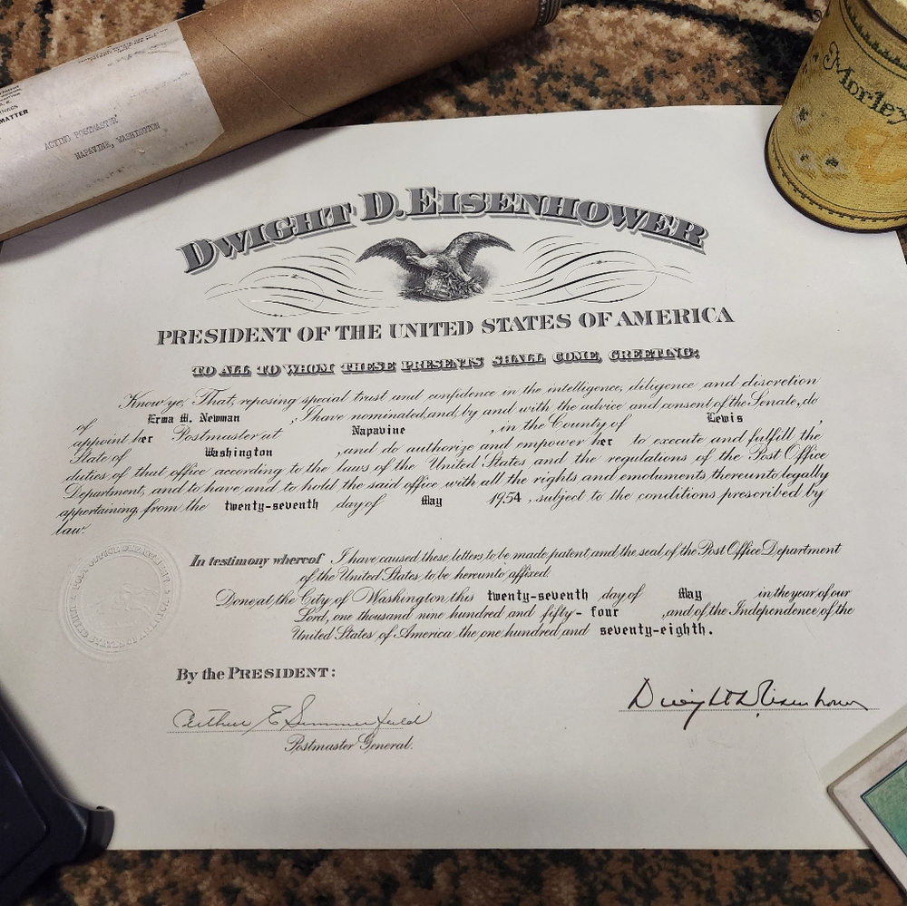 Authentic certificate 1954